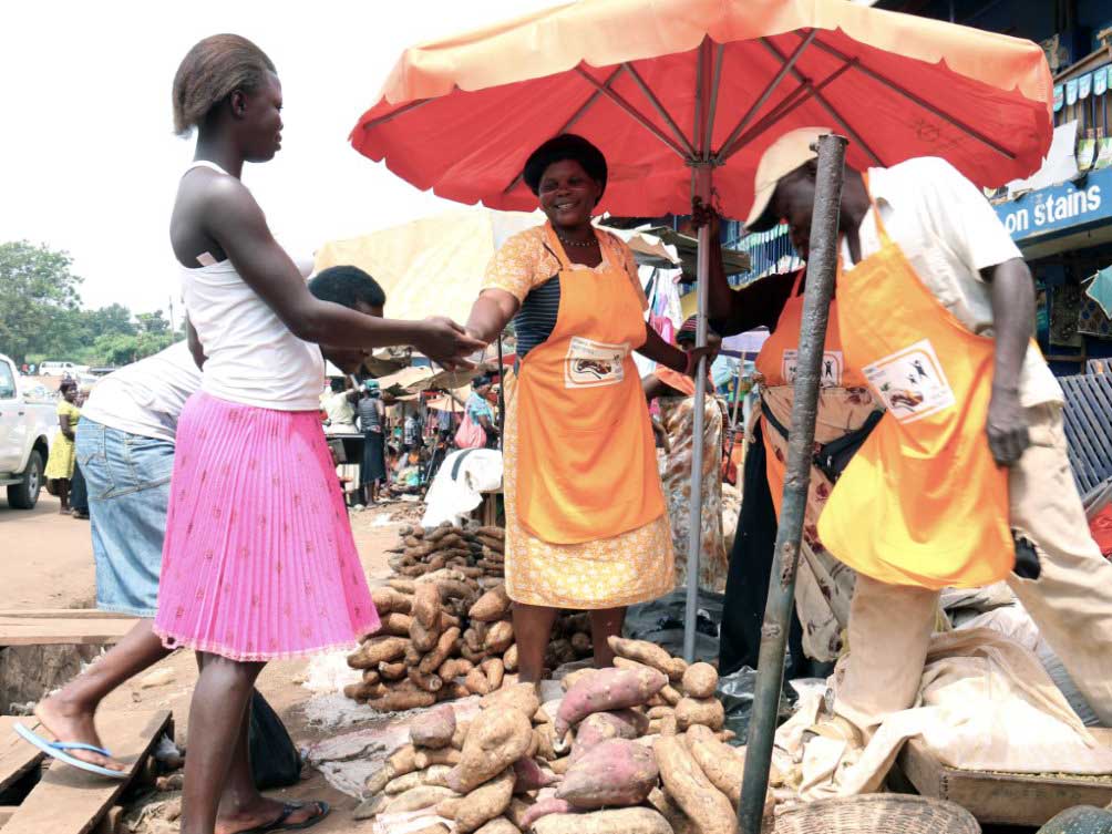 Farmers sell fortified products at local markets.